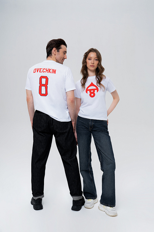 Футболка с коротким рукавом белая с красным  